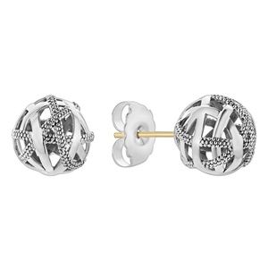 LAGOS Sterling Silver Caviar Talisman Woven Knot Stud Earrings